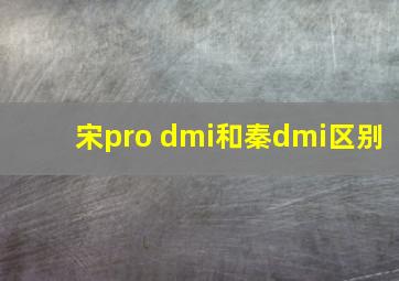 宋pro dmi和秦dmi区别